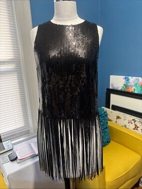 Endless Rose Black Sequin Fringe Mini top